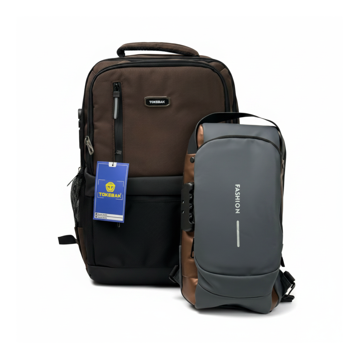 MOCHILA TOKEBAK ROMBO - MARRON + MORRAL ANTIRROBO