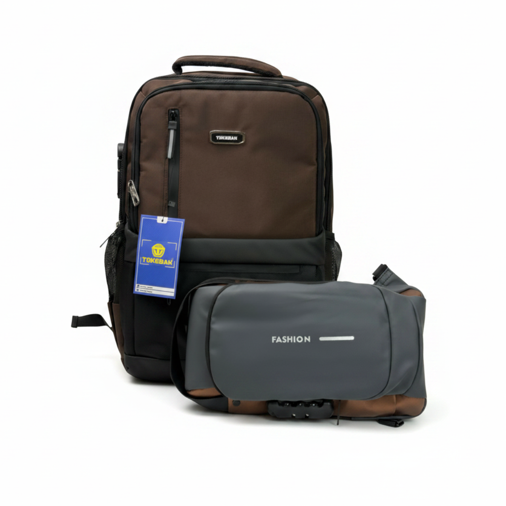 MOCHILA TOKEBAK ROMBO - MARRON + MORRAL ANTIRROBO