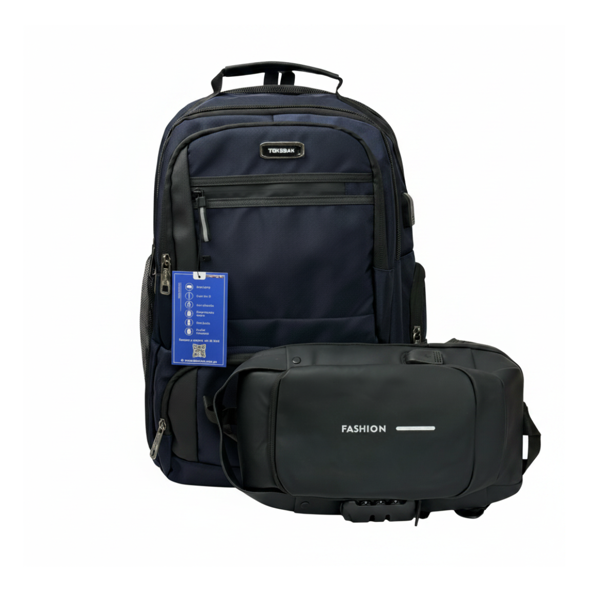 MOCHILA TOKEBAK ROTAL AZUL + MORRAL ANTIRROBO