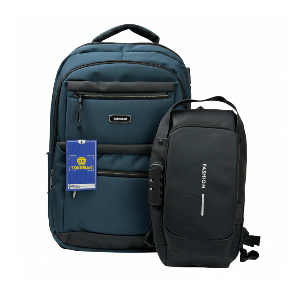 MOCHILA TOKEBAR TIER - AZUL + MORRAL ANTIRROBO