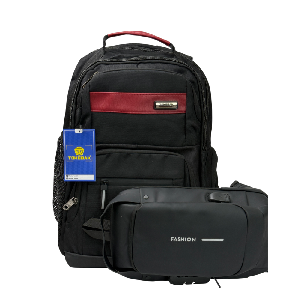 MOCHILA TOKEBAK ROJA + MORRAL ANTIRROBO