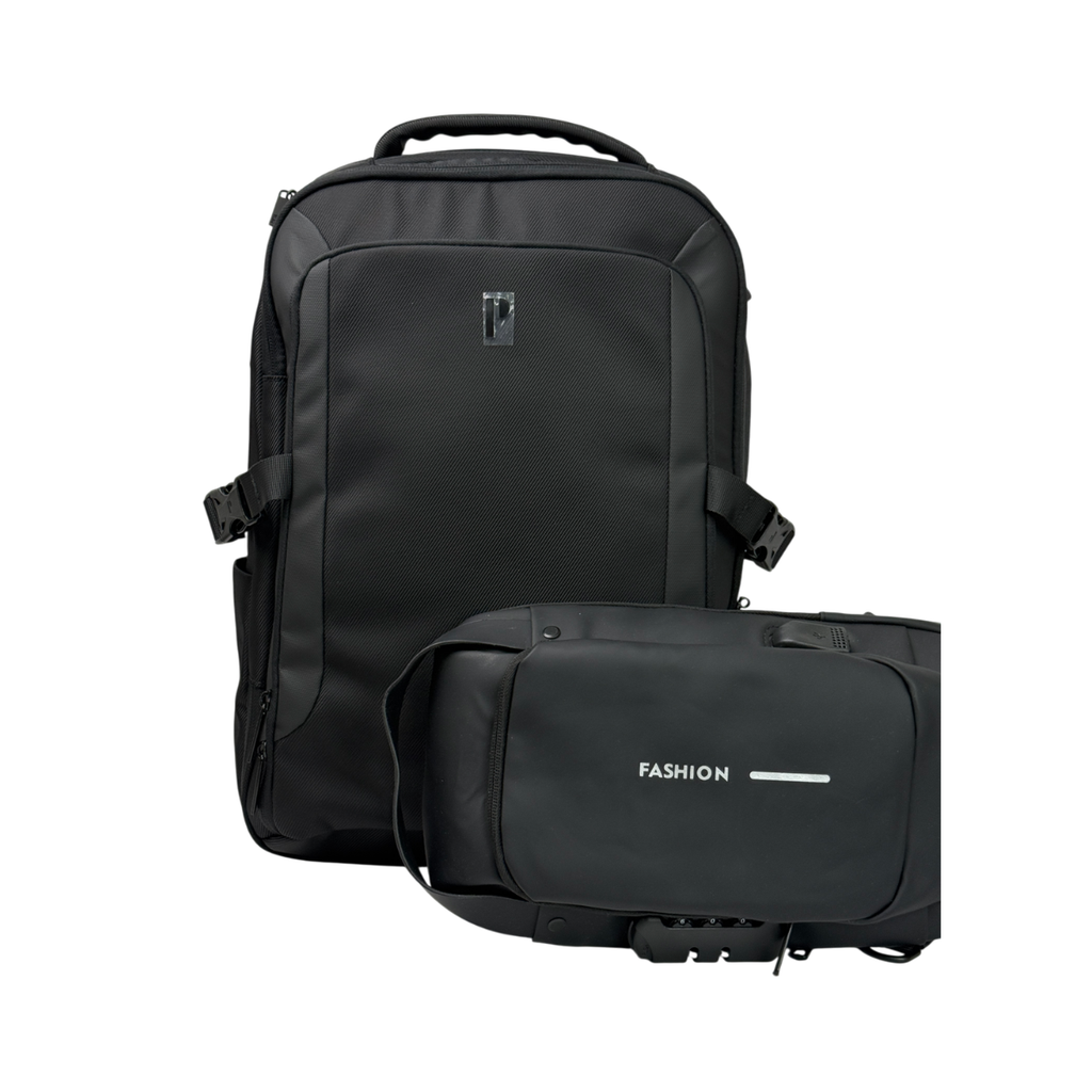 MOCHILA PORTA MUNICH NEGRO + MORRAL ANTIRROBO